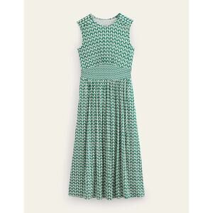 [Boden] Bottle Green Thea Sleeveless Midi Dress Floral Tulip Pop Jersey Knit 10